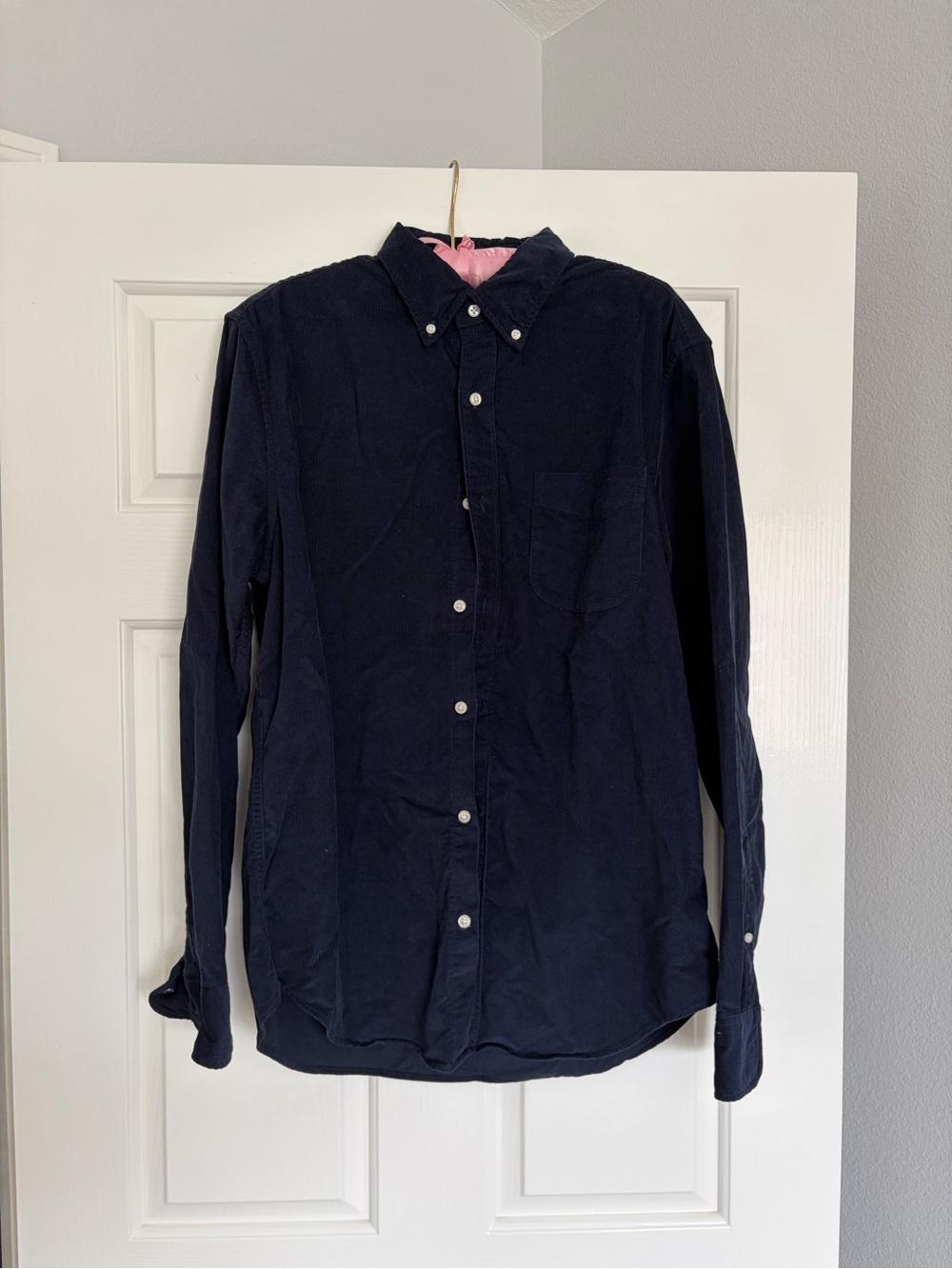 J. Crew Men's Dark Navy Corduroy Button-Down Shirt